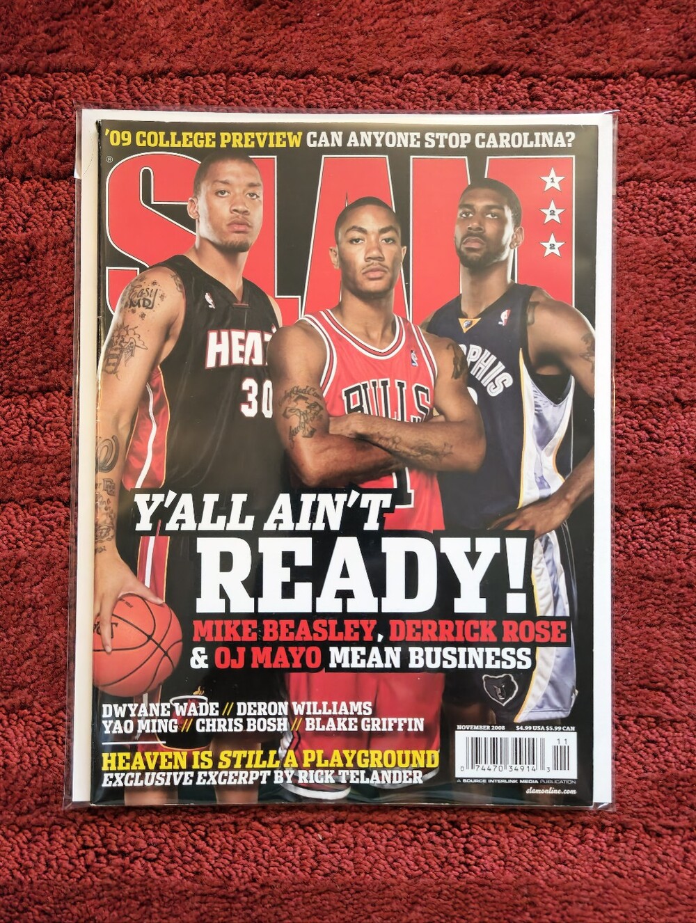 Slam Magazine Nov. 2008 Issue 122 rookies Beasley & Derrick Rose & OJ Mayo